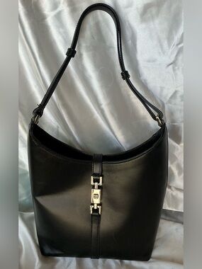 Vintage Gucci Jackie Shoulder Bag - Authentic Black Leather, Classic Italian